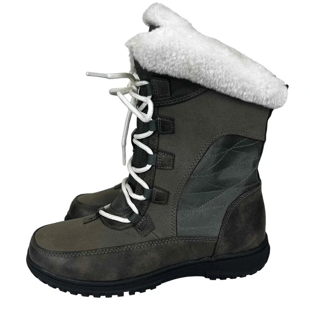 Khombu Whitney Brown Faux Fur Cold Rated Thermolite Winter Boots Size 6